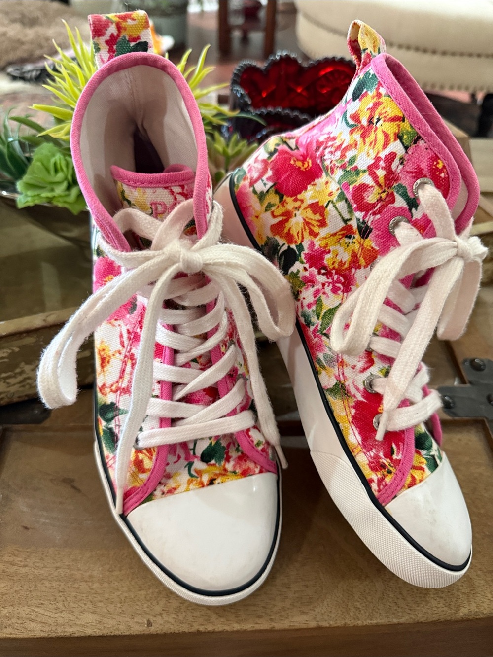 Polo by Ralph Lauren Pink Floral High-Top Sneakers